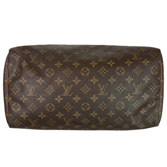 Vintage Authentic Monogram Louis Vuitton Brown Leather Speedy 35 Handbag Purse - Picture 3 of 14